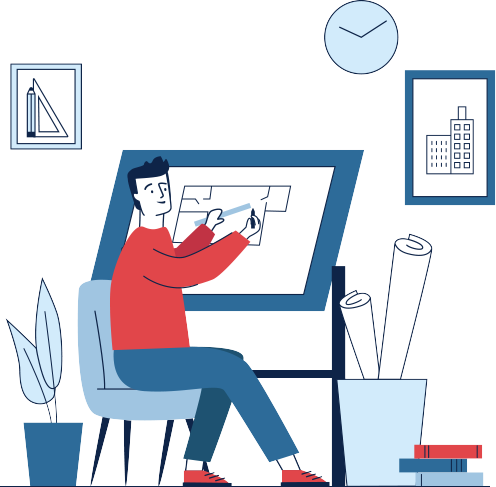 Architect sat at their desk drawing